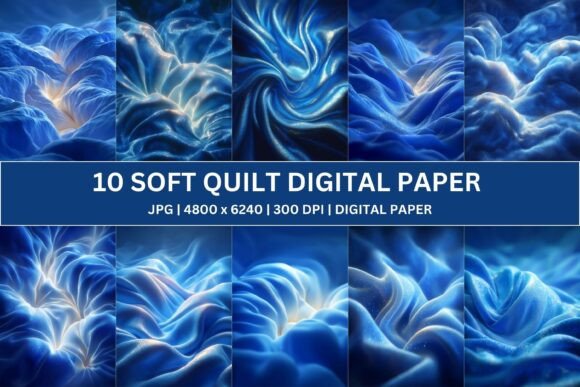 10 Blue Silk Quilt Digital Paper