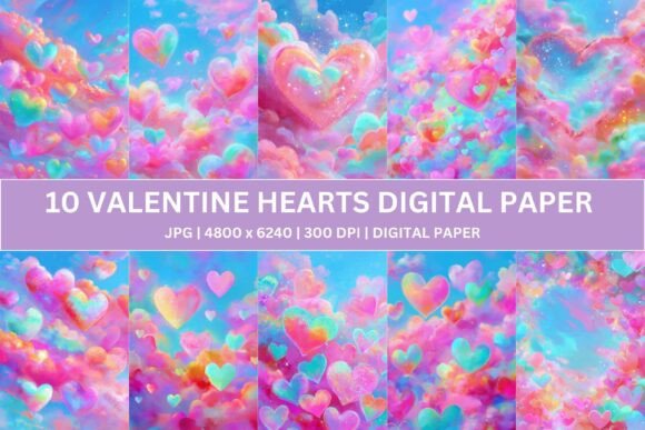 10 Rainbow Heart Digital Paper: A Burst of Color for Creative Projects
