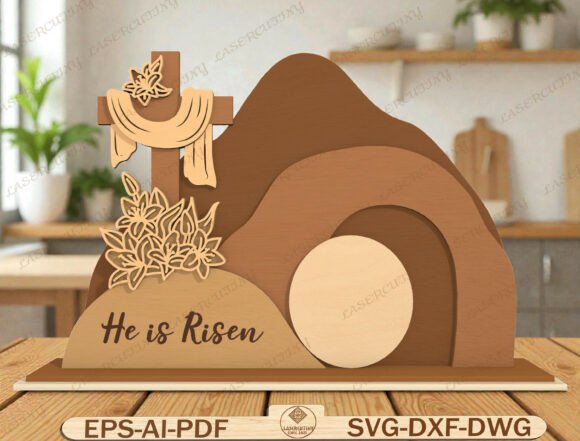 Empty Tomb Cross Easter Scene Laser Cut: A Meaningful Addition to Faith-Based Decor