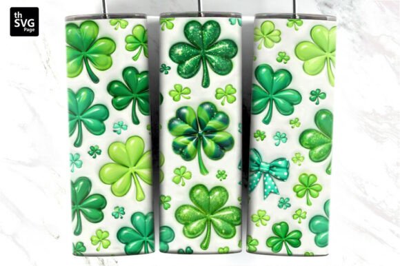 Lucky Shamrock Tumbler Wrap PNG for Creative Designs