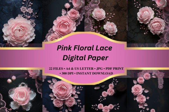 Pink Floral Lace Shabby Chic