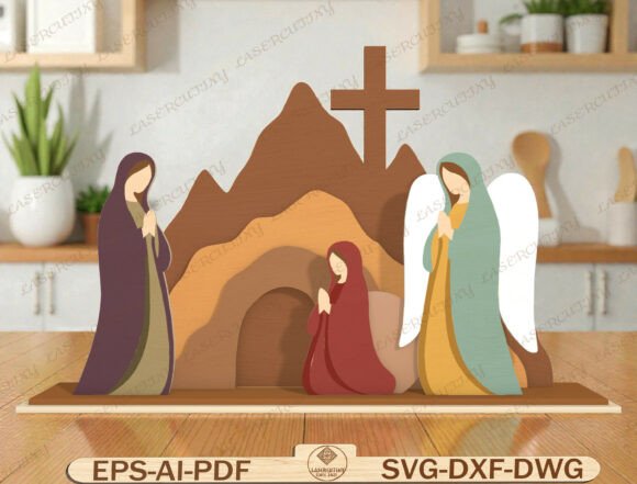 Resurrection Scene Wooden Laser Cut File – A Meaningful Easter Craft for Makers