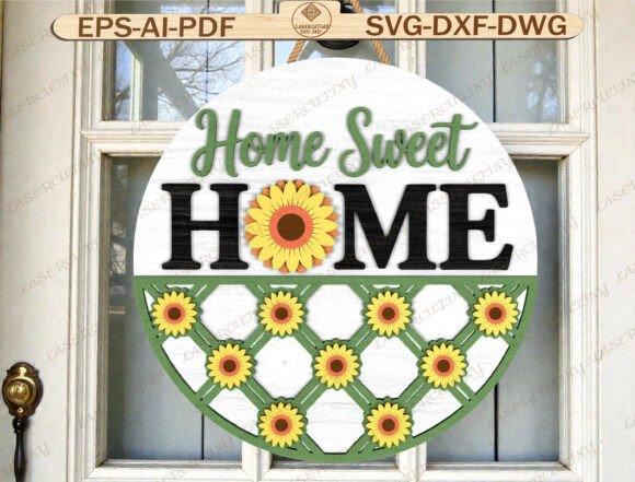 Transform Your Entryway with the Home Sunflower Door Hanger Laser Cut Design
