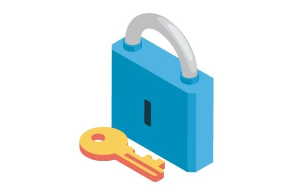 Unlocking the Power of Design: Exploring the Isometric Closed Padlock with Key 3D Vector