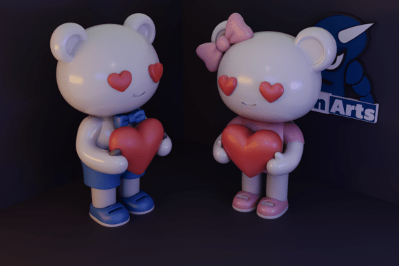 Valentine's Day – Cartoon Teddy Bear Couple: A Symbol of Love in the Age of 3D Printing