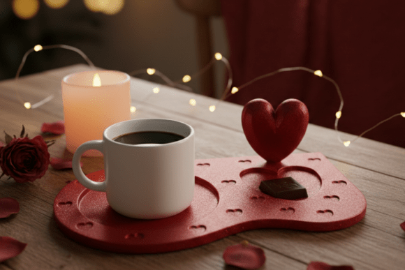 Valentine's Day Coffee Chocolate Tray for 3D Printing